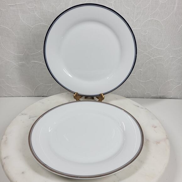Williams Sonoma Open Kitchen Salad Plate 9" Gold Trim Porcelain 2-Pc Dinnerware - Picture 3 of 16